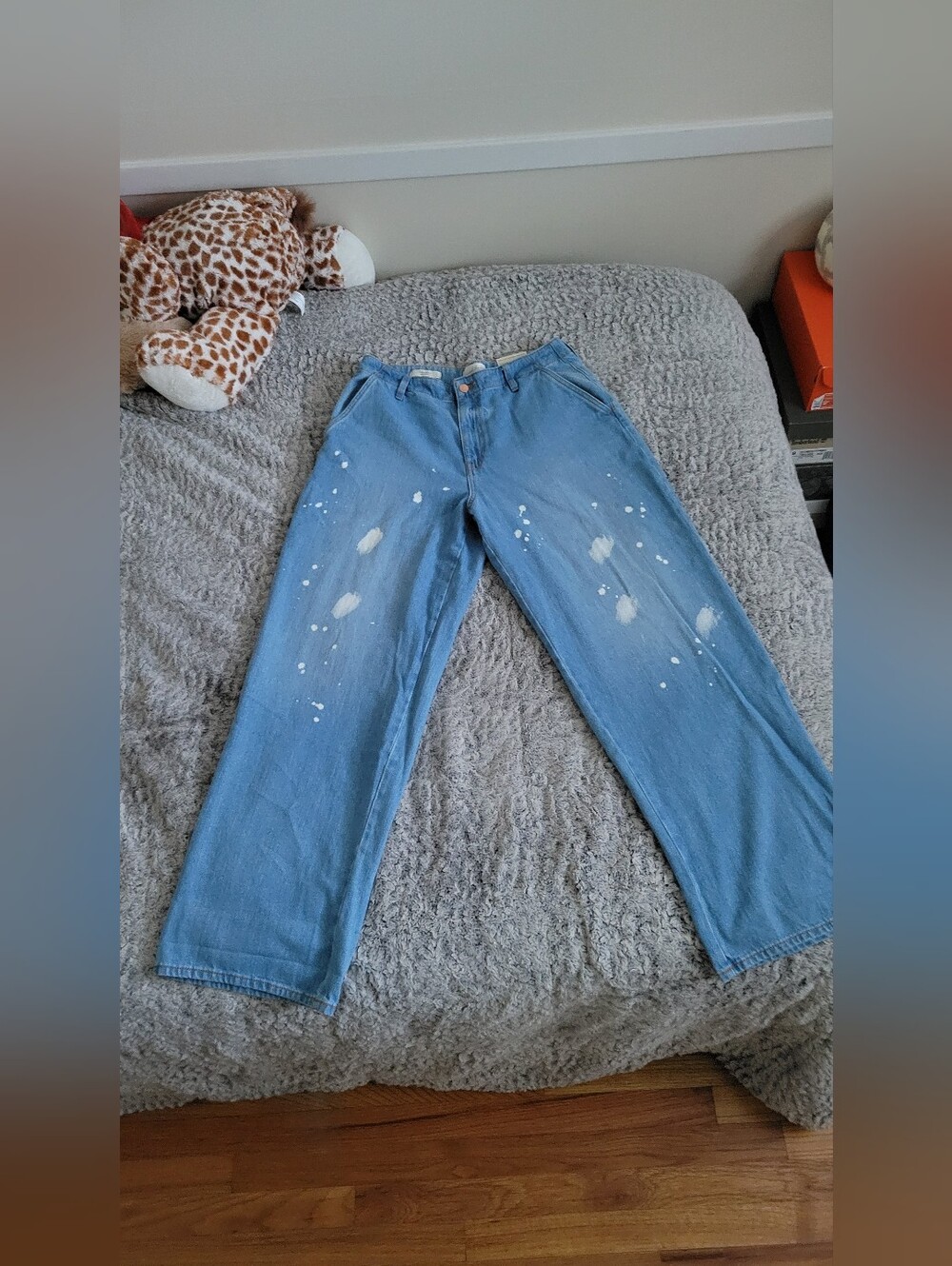 Universal Thread Light Blue Paint-Splatter Wide Leg Jeans